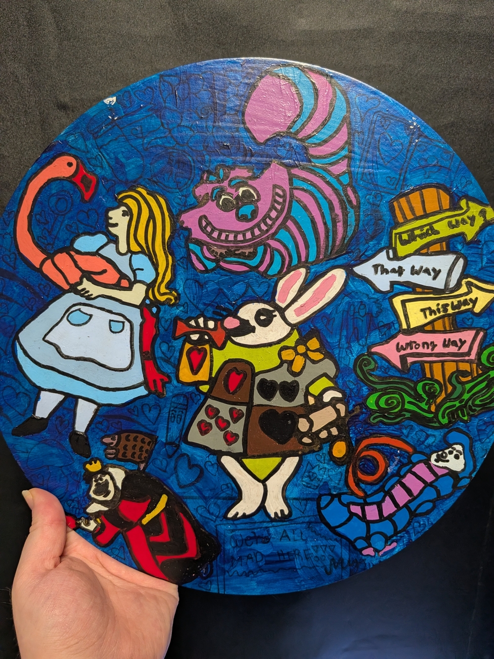 Alice in Wonderland Round Wooden Painting